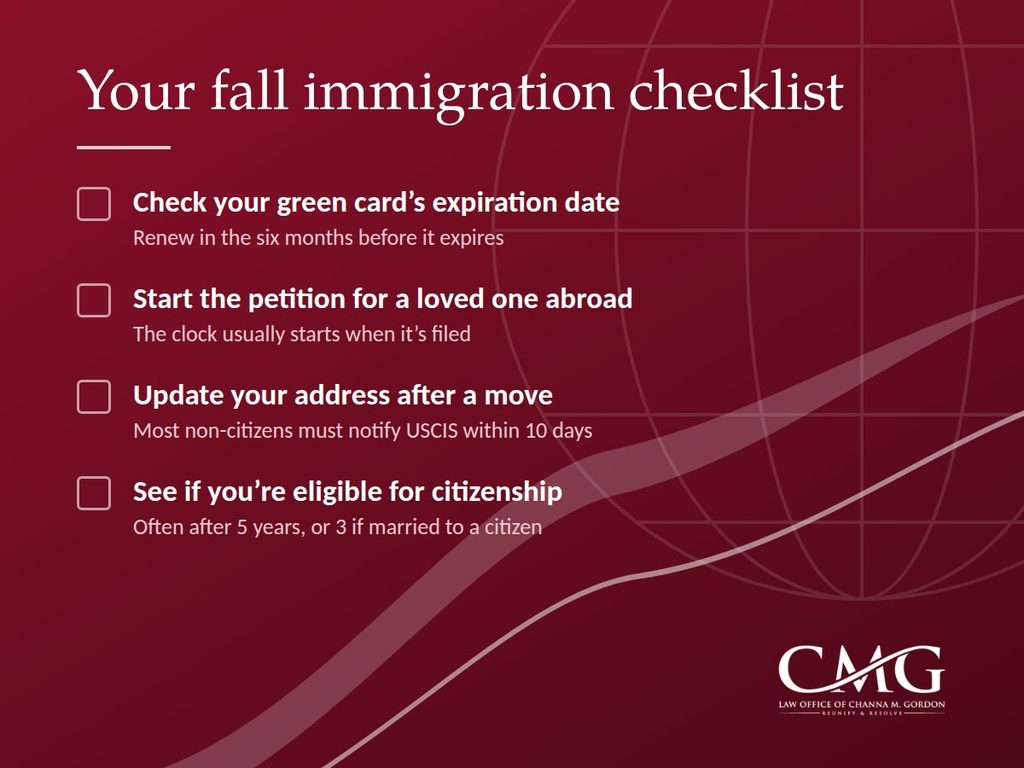 Fall immigration checklist: green card renewal, family petition, address change, citizenship
